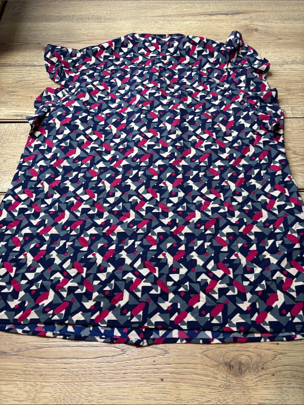 Women’s Lauren Ralph Lauren Navy, Pink & Gray Geometric Button-Up Top Size XL - Picture 5 of 7